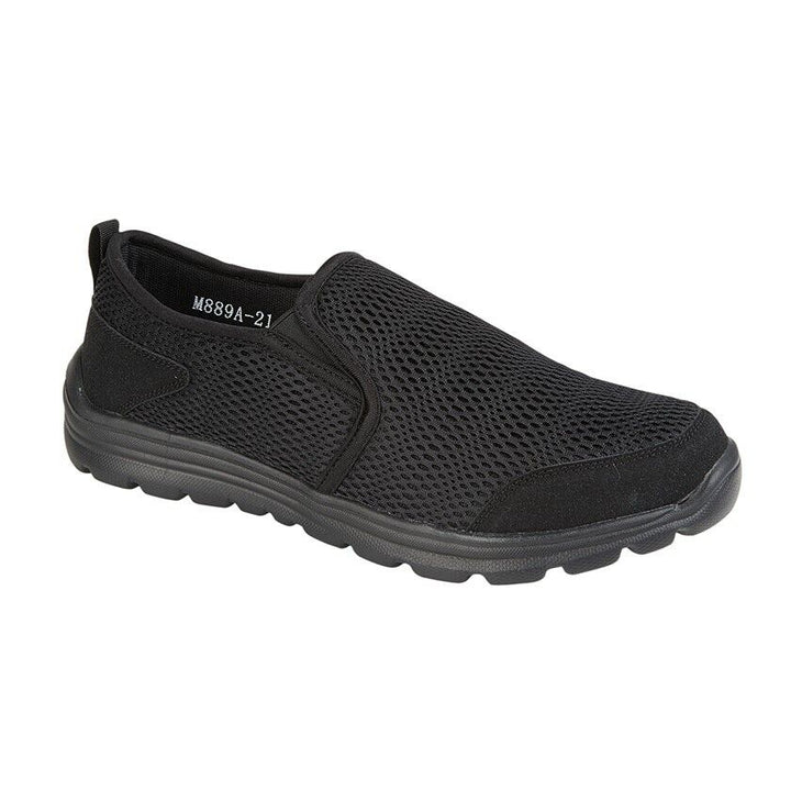 Dek M889 Mens Black Mesh Lightweight Memory Foam Slip On Trainers With Stretch