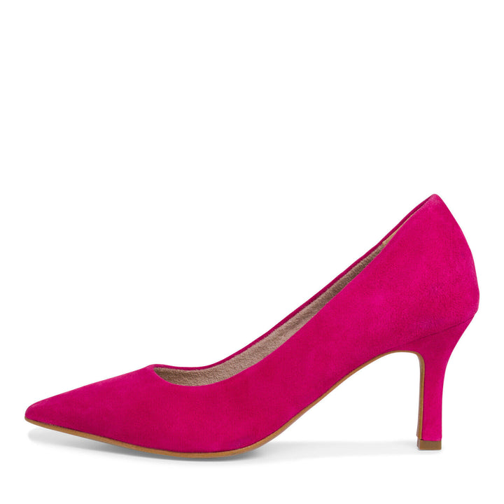 Tamaris 22434 Ladies Hot Pink Suede Leather Stiletto Heel Slip On Court Shoes