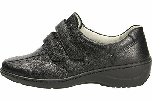 Waldlaufer Kya 607302 Ladies Wide EE Fitting Double Touch Fasten Black Shoes