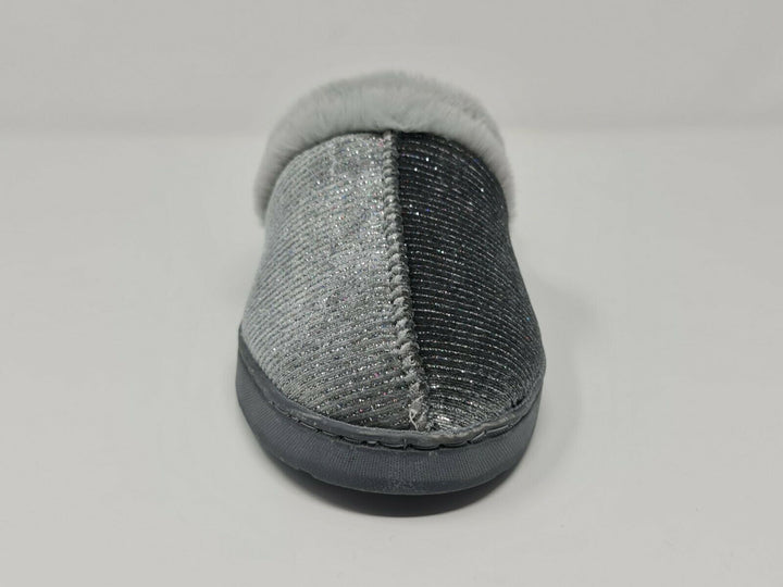 Dr Keller Decator Womens Grey Glitter Soft Fluffy Warm Faux Fur Mule Slippers