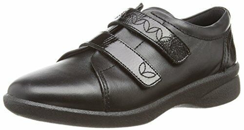 Padders REVIVE Womens 3E/4E WIDE FIT Black Leather Double Touch Fastening Shoes