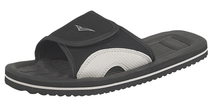 PDQ Unisex Mens Womens Kids Black & Grey Bathroom Waterproof Flip Flops Sizes 3 - 12