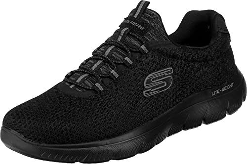 Skechers Summits Mens Bungee Elasticated Lace Black Lightweight Machine Washable Trainers