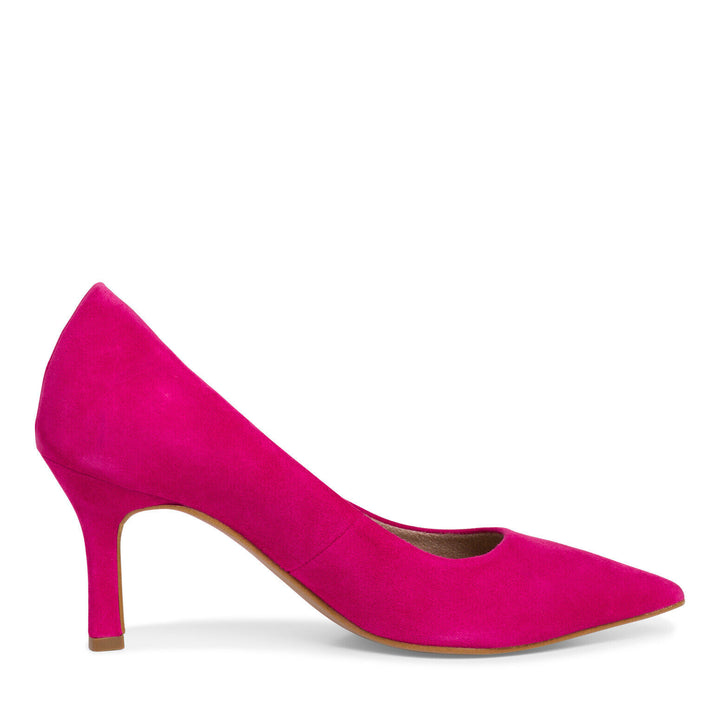 Tamaris 22434 Ladies Hot Pink Suede Leather Stiletto Heel Slip On Court Shoes