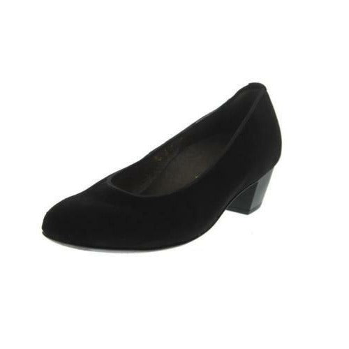 Waldlaufer Hilaria 358501 Black Suede Leather Extra Wide Fitting Court Shoes