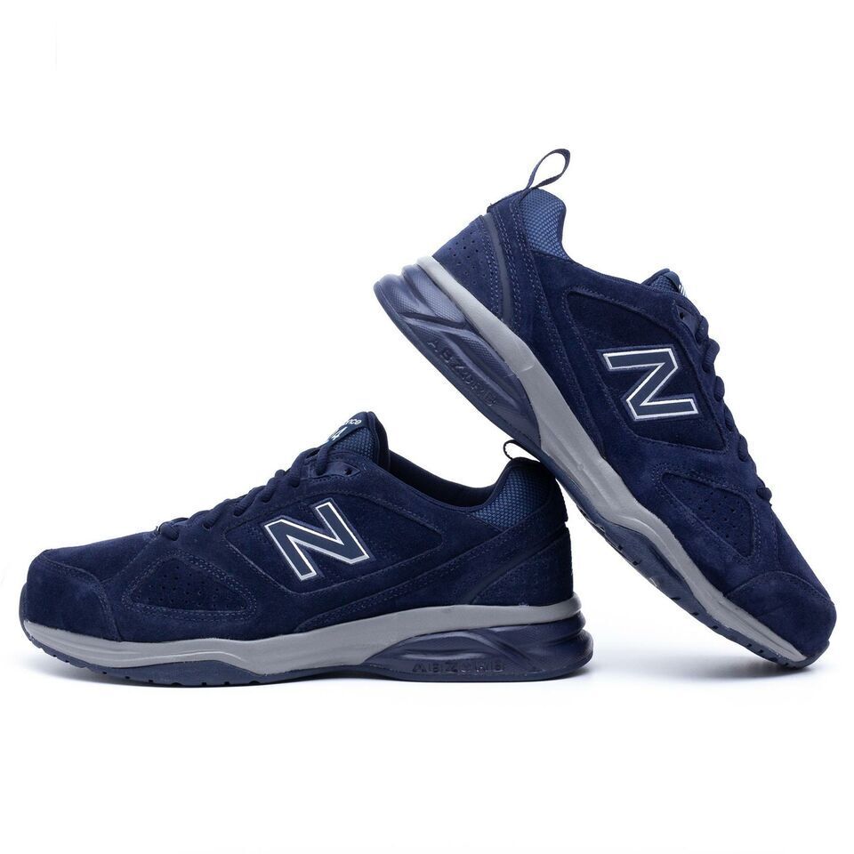 Men's New Balance Wide Fit "EE" Navy Lace Up Suede Leather Trainers MX624NV4