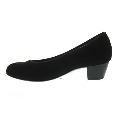 Waldlaufer Hilaria 358501 Black Suede Leather Extra Wide Fitting Court Shoes