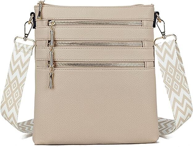 Long & Son London Ladies Beige Soft Crossbody Handbag With Adjustable Strap