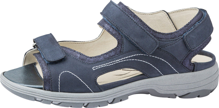 Waldlaufer Herki Ladies WIDE FIT Navy Nubuck Touch Fasten Orthotic Sports Sandals