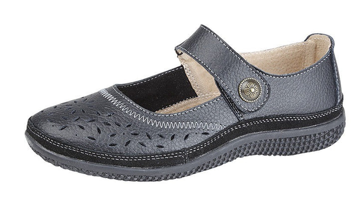 Boulevard L408 Black Leather EXTRA WIDE FIT EEE Perforated Mary Jane Shoe