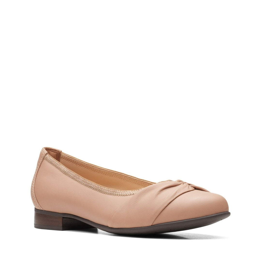 Clarks Un Blush Wish Praline Nude Leather Loafers Low Heel Slip On Court Shoes D Fit