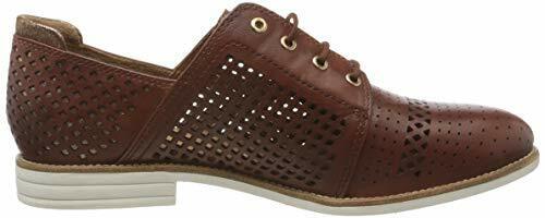 Tamaris 23212 Ladies Cognac Leather Lace Up Brogue Shoes Lightweight Perforated Design