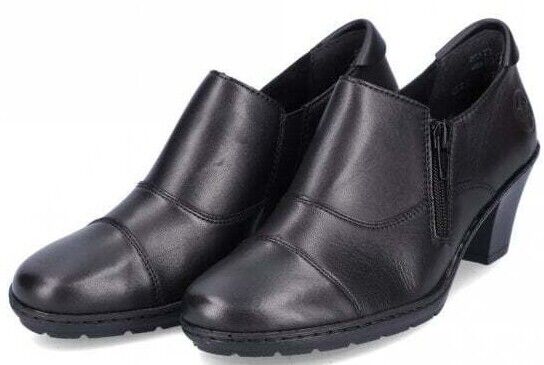 Rieker Antistress 57173  Ladies Black Leather Zip Up Block Heel Ankle Boots/ Trouser Shoes