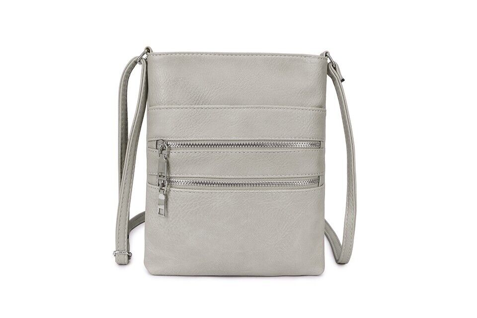 Long & Son London Ladies Silver Soft Crossbody Handbag With Adjustable Strap