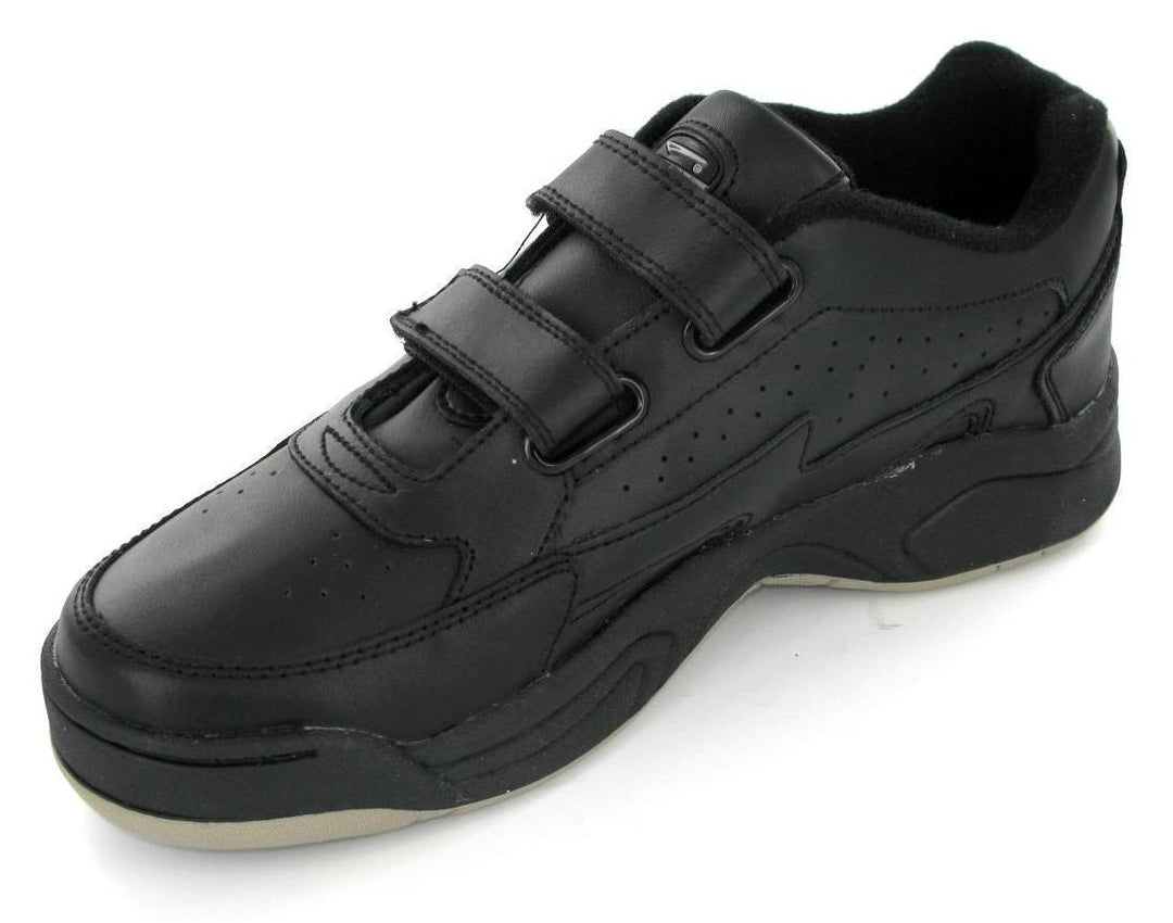 DEK Arizona Mens WIDE FIT Black Leather Double Touch Fasten Trainers Non Marking Soles