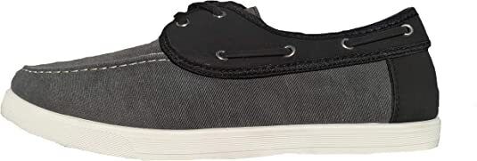 Dr Keller Noah Mens Black Canvas Lace Up Yachting Deck Shoes With White Stitch Detail