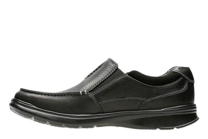 Clarks Cotrell Free WIDE FIT (H) Black Oily Leather Mens Cushioned Slip On Shoes