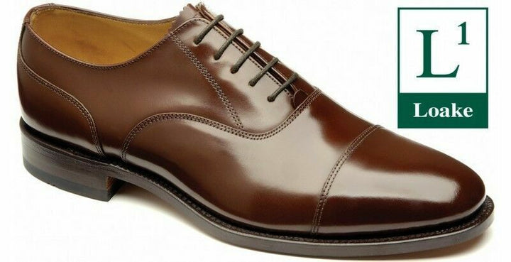 Loake 200CH Mens Brown Leather Oxford Lace Up Welted Leather Sole & Lined Dress Shoes