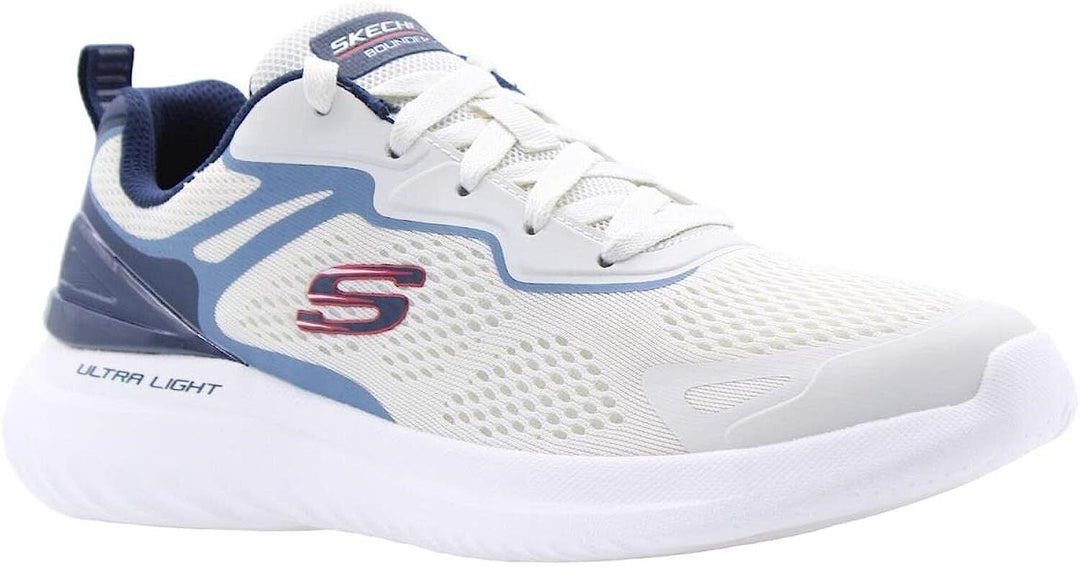 Skechers Bounder Andal  Mens White/Navy Ultra Light Memory Foam Lace Up Trainers