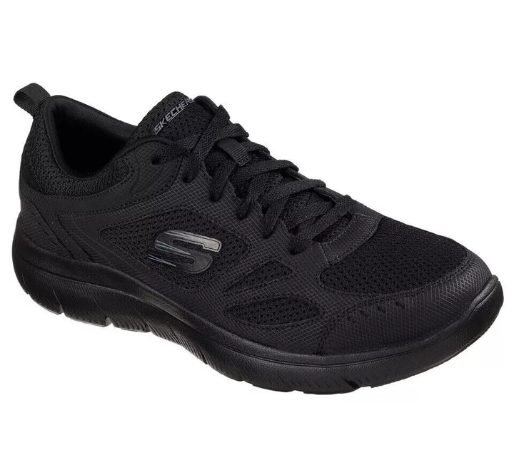 Skechers South Rim Mens Black & White Leather Lace Up Lightweight Sport Trainers