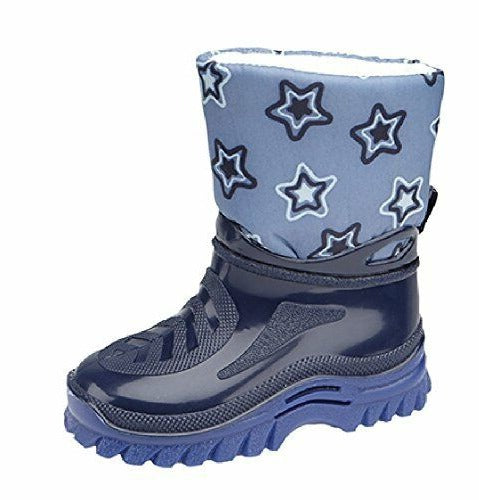 Stormwells Unisex Kids/ Boys Snow Boots Fleece Lined & Waterproof Childrens Blue Stars