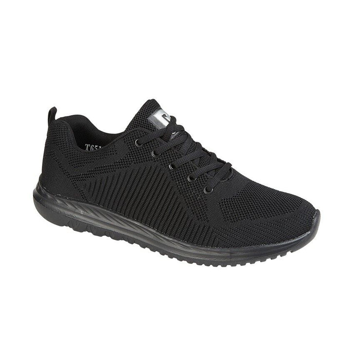 Dek T651 Unisex Black Mesh Lightweight Memory Foam Lace Up Trainers Mens Womens Senior Girls, Boys