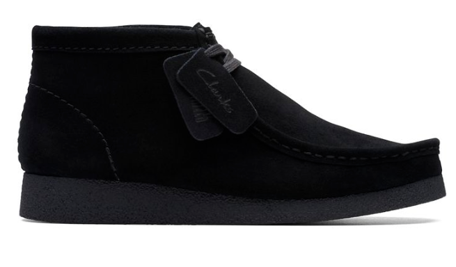 Clarks Originals Wallabee Evo Mens Black Suede Wallabee Boot Lace Up Square Toe Rubber Sole