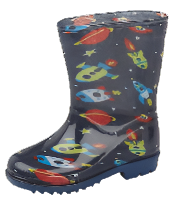 Wild Tribe Apollo Childrens Light Up Rocket Ship Waterproof Wellingtons Navy Combination