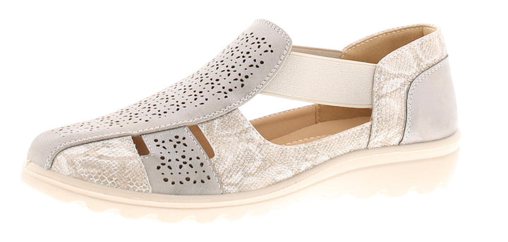 Dr Keller Polly Womens Grey Elasticated Slip On Perforated Summer Sandals Shoes