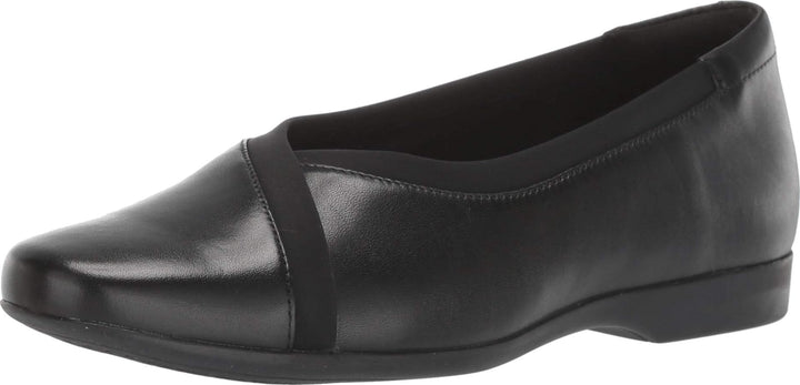 Ladies Clarks UNStructured UN Darcey Ease Black Leather D FIT Ballerina Pumps