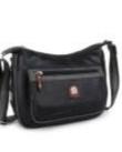 Firenze Ladies Shoulder Handbag With Adjustable Strap Zip Fastening And Front Pocket Black/ Grey