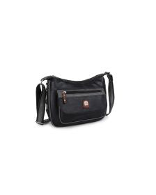 Firenze Ladies Shoulder Handbag With Adjustable Strap Zip Fastening And Front Pocket Black/ Grey