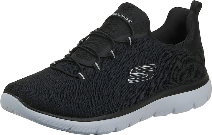 SKECHERS Summits Good Taste Ladies Vegan Black Floral Bungee Elasticated Lace Slip On Trainers