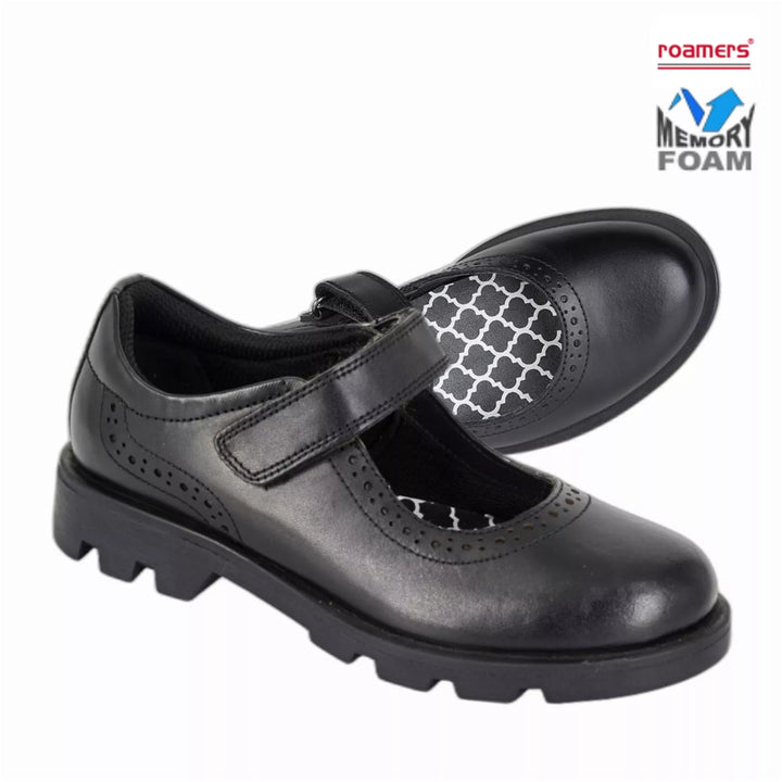 GIRLS' ROAMERS G192AX BACK TO SCHOOL LEATHER TOUCH FASTENING SHOES