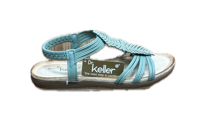 Dr Keller Leaf Womens Green Elasticated Slingback Leaf Details Summer Sandals