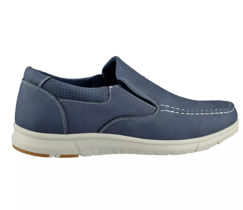 Dr Keller Jack Mens Summer Casual Slip On Shoes With Elasticated Gussets Denim Blue