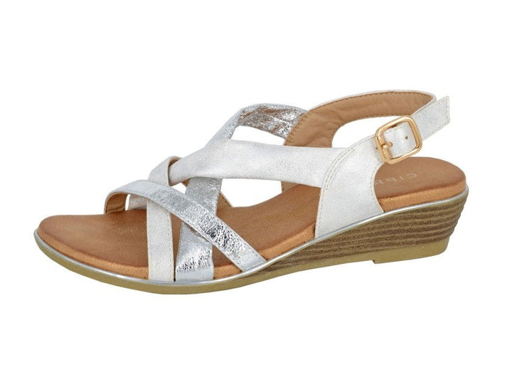 CIPRIATA QUARTA L469FS Ladies Light Silver Combination Slingback Sandals