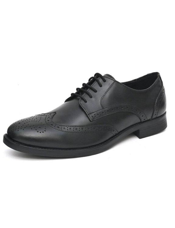 Rockstorm Luke Mens Black Leather Brogue 5 Eyelet Lace Up Shoes