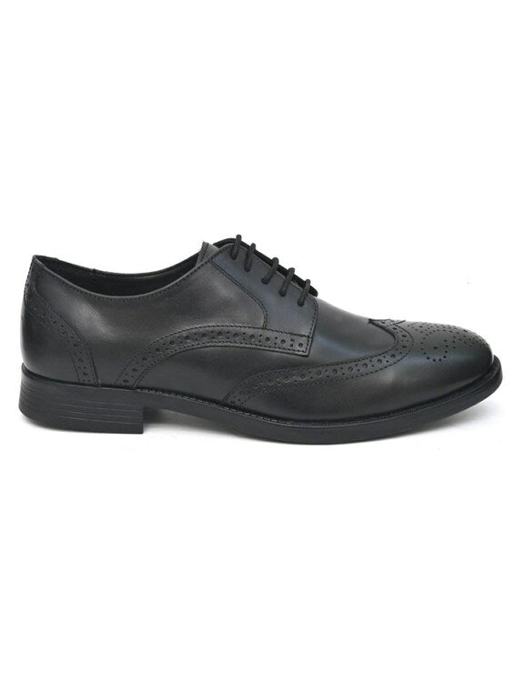 Rockstorm Luke Mens Black Leather Brogue 5 Eyelet Lace Up Shoes