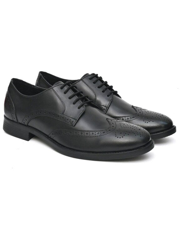 Rockstorm Luke Mens Black Leather Brogue 5 Eyelet Lace Up Shoes