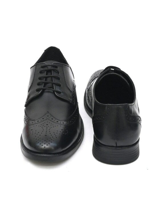 Rockstorm Luke Mens Black Leather Brogue 5 Eyelet Lace Up Shoes