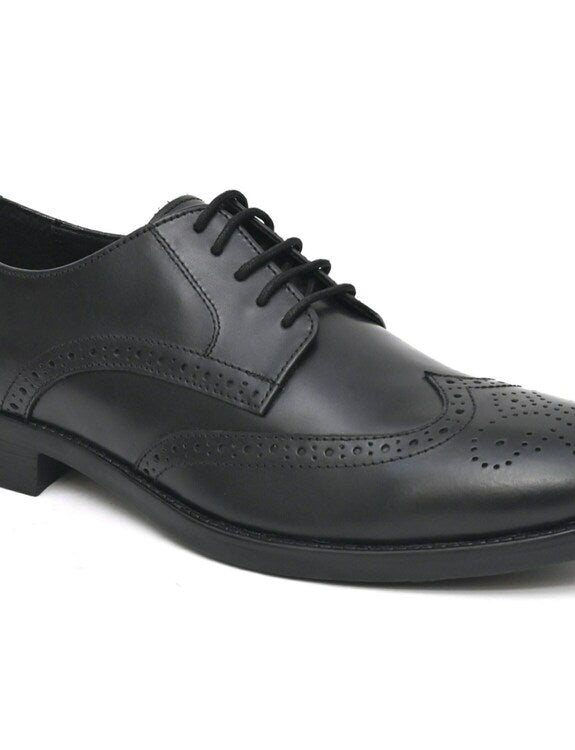 Rockstorm Luke Mens Black Leather Brogue 5 Eyelet Lace Up Shoes