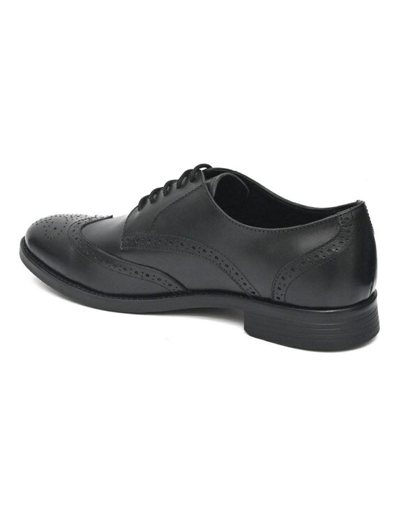 Rockstorm Luke Mens Black Leather Brogue 5 Eyelet Lace Up Shoes