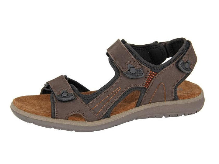 Roamers M428 Brown Leather Triple Touch Fasten Lightweight Padded  Sandals