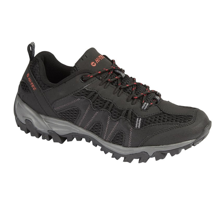 Hi-Tec Jaguar Mens Hiking Trekking Walking Trainer Lace Up Shoes Black/ Red Size 13