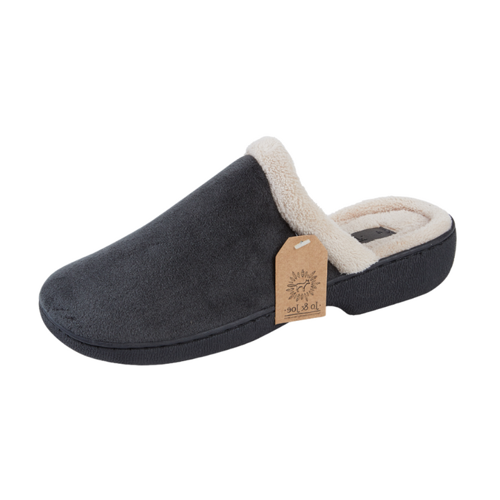 Jo & Joe Ada Ladies Velour, Fleece Warm Lined Mule Wedge Heel Slippers Grey