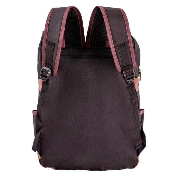 LORENZ BLACK/TAN LARGE DENIM CANVAS BACKPACK WITH 16'' LAPTOP SLEEVE