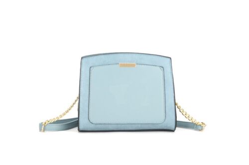 Long & Son Ladies Light Blue Structured Handbag Crossbody Pockes Adjustable Strap