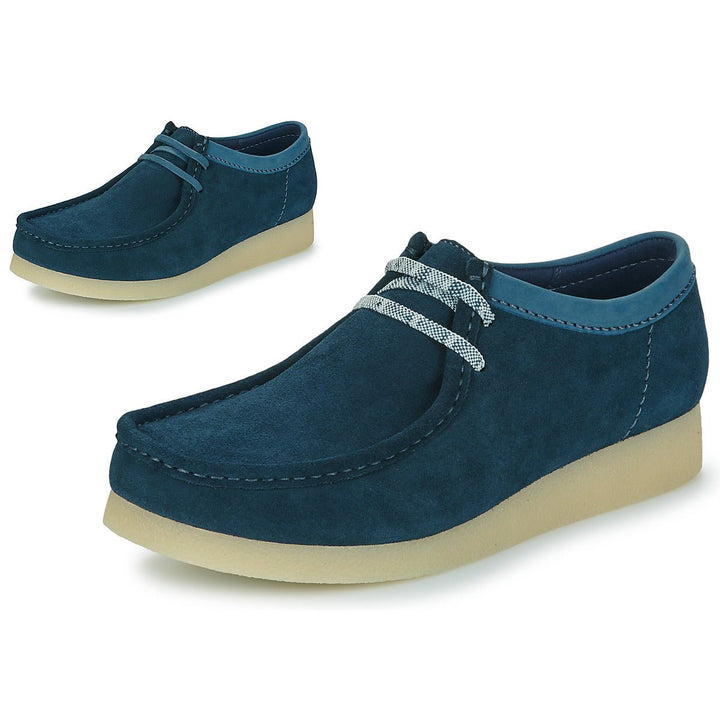 Clarks Originals WallabeeEvo Two Tone Lace Up Suede Wallabees With Crepe Sole Marine/Navy Combination