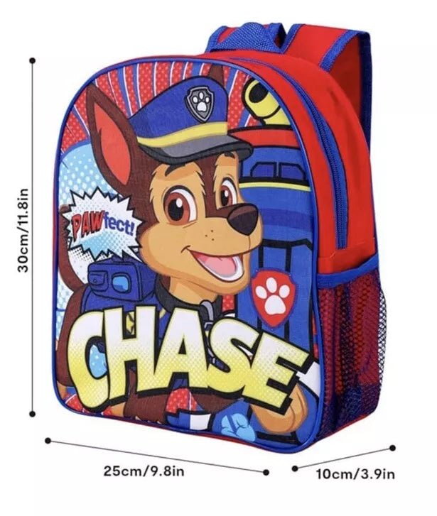 Paw Patrol Official Chase Childrens Boys Girls Backpack Rucksack Nursery School Bag Red Blue